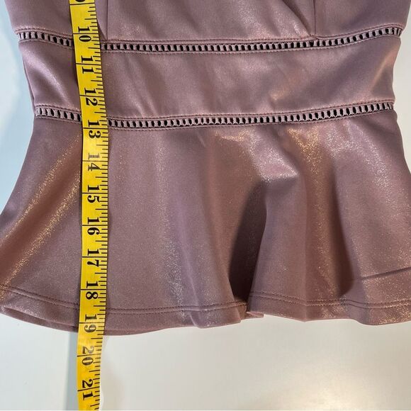 Trixxi Pink Mauve Y2K Top Size S Babydoll Victorian Metallic 90’s - Picture 4 of 6